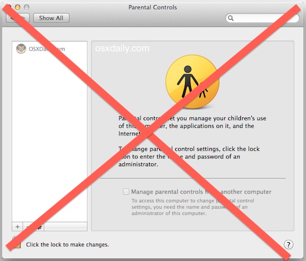 Disable Parental Controls in Mac OS X