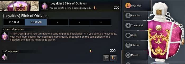 Kzarka Knowledge Reset: Elixir of Oblivion
