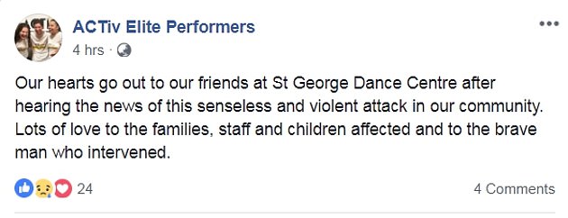Local dance troupe ACTiv Elite Performers posted a message of support to the girl on Facebook (pictured)