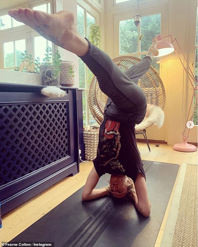 Impressive! Fearne Cotton, 38, has been practising her yoga moves, taking to Instagram to post snaps of herself demonstrating impressive headstand splits