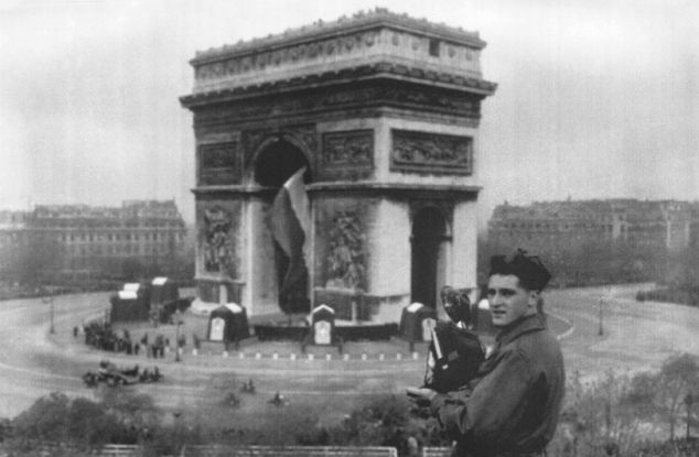 Private First Class Steve Weiss pictured in Paris on Armistice Day, November, 11, 1945. His complex story of courage and desertion inspired author Charles Glass