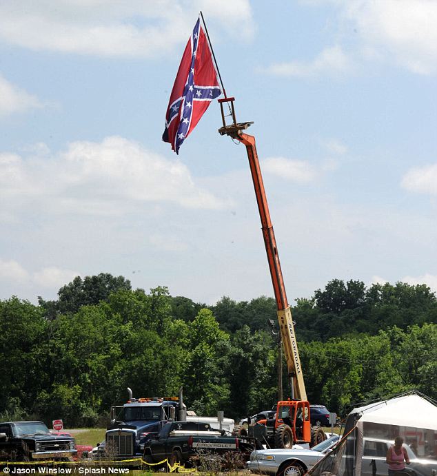 Proud: Above the festivities hung a giant Confederate Flag, proud symbol of the South