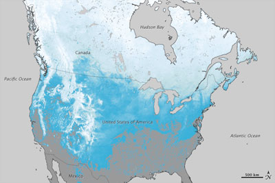 Snow cover extent over North America in 2012