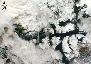 MODIS image of open Northwest Passage