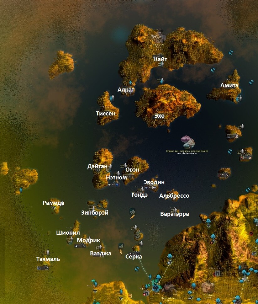 Океан Эферии и Кальфеона карта