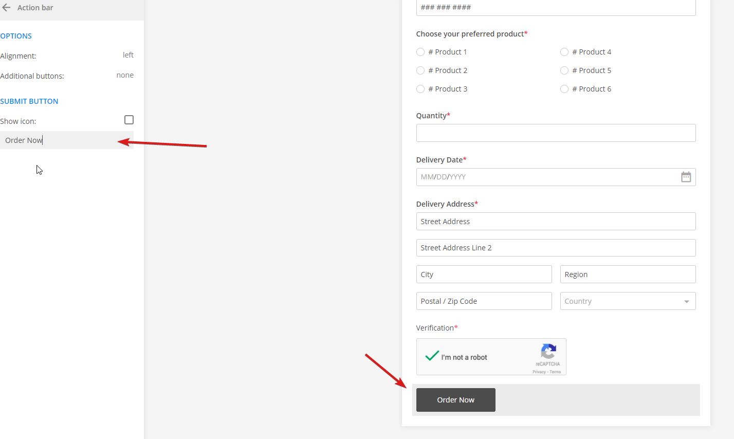 123formbuilding change submit button