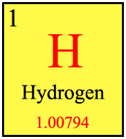 This box represents Hydrogen on the Periodic table