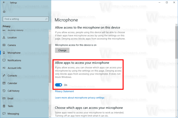 Windows 10 Allow App Access Microphone