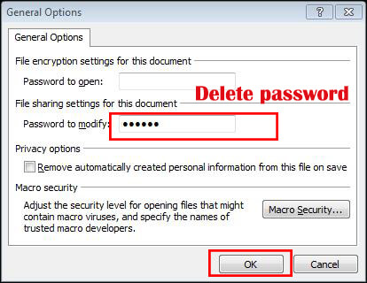 remove the modify password
