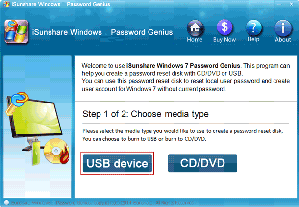 burn windows 7 password reset disk with USB