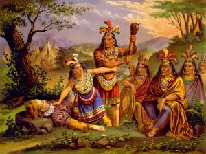 Pocahontas saving John Smith, New England Chromo Co,1870