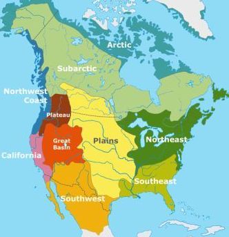 Map showing Native American Indians Cultural Groups